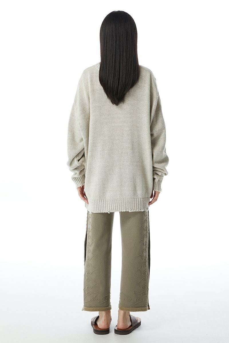 KURO(クロ)RECYCLE COTTON DAMAGE CREW NECK SWEATER リサイクルコットンダメージクルーネックセーター 963432 -7