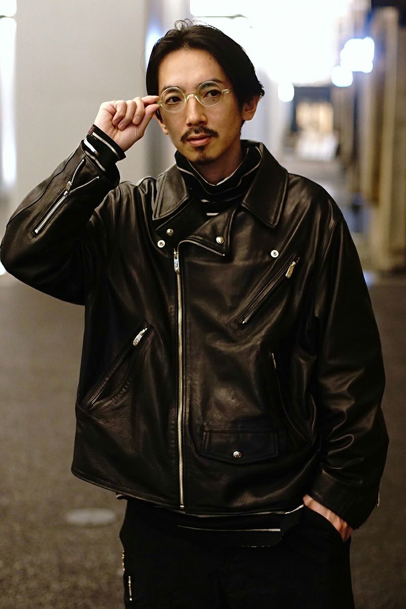 Porter Classic(ポータークラシック)ライダースジャケット ラブアンドピース シルバー PC RIDERS JACKET W/LOVE&PEACE SILVER PC-017-1962 -3