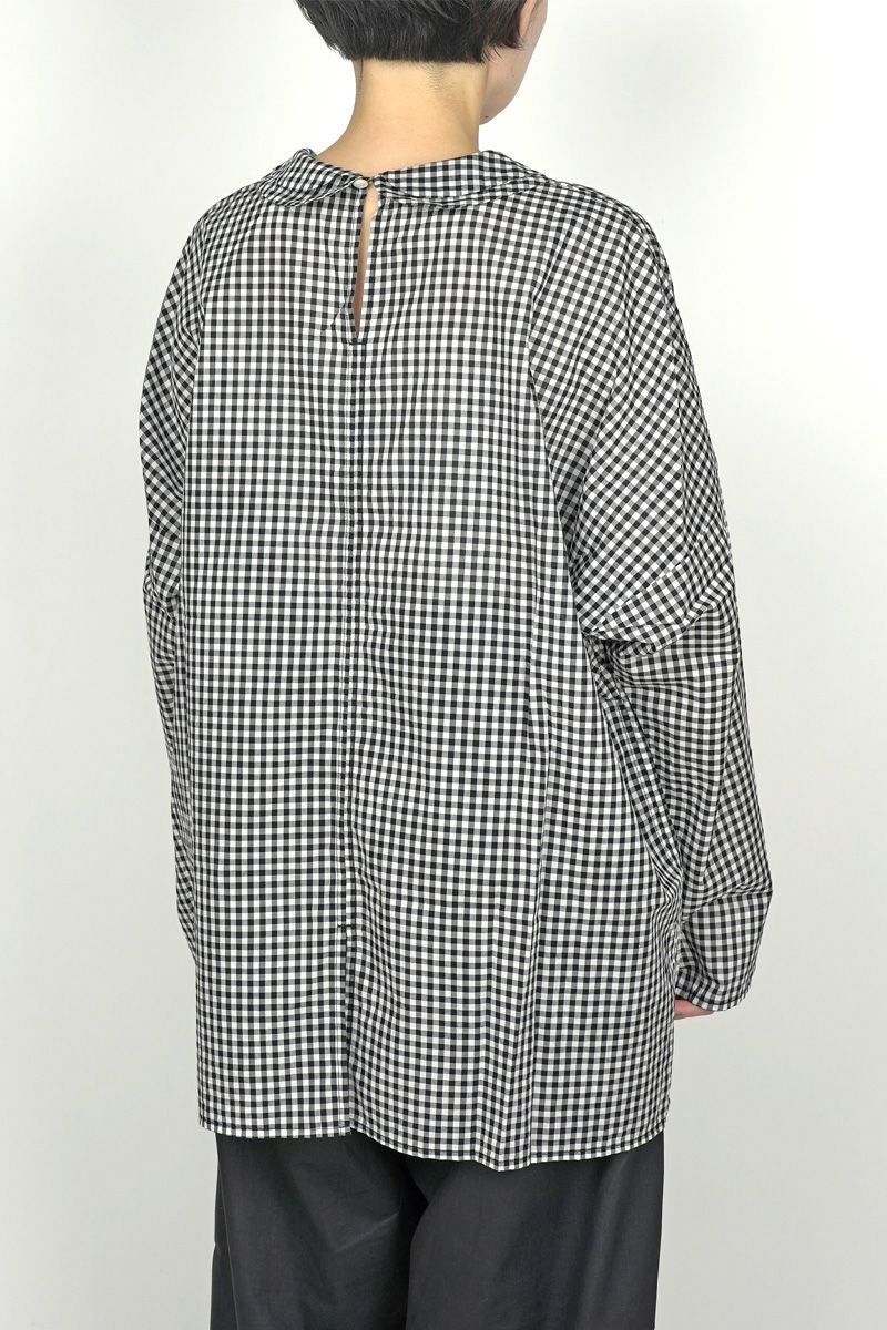 homspun(ホームスパン)ギンガムダブルフラットカラー　プルオーバーブラウス　5704 -2