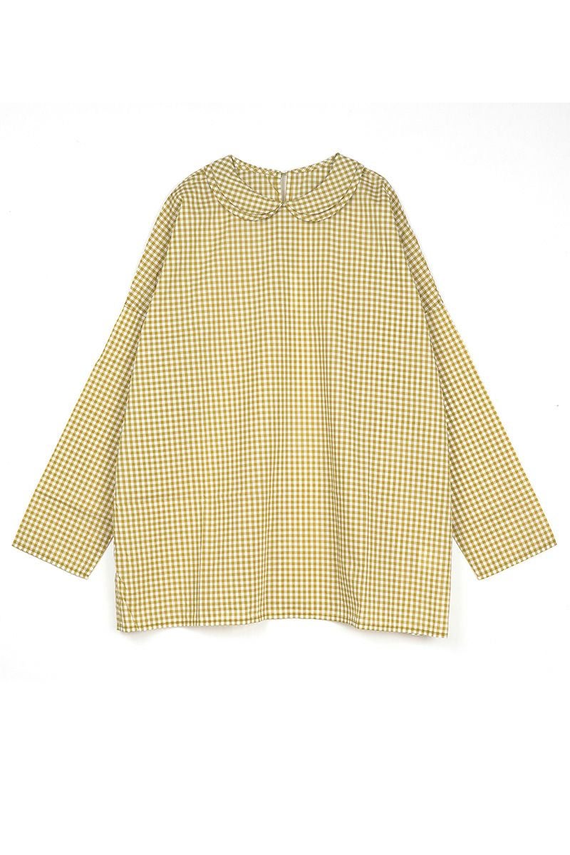 homspun(ホームスパン)ギンガムダブルフラットカラー　プルオーバーブラウス　5704 -6