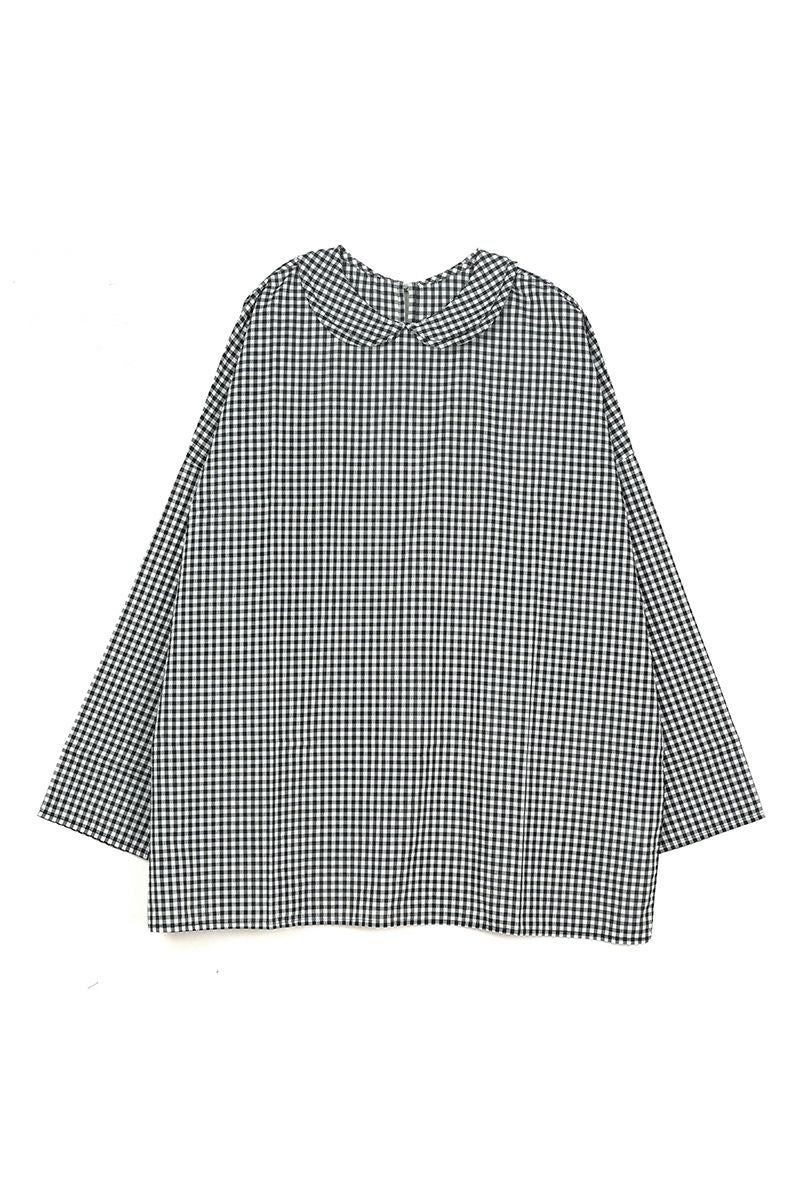 homspun(ホームスパン)ギンガムダブルフラットカラー　プルオーバーブラウス　5704 -8