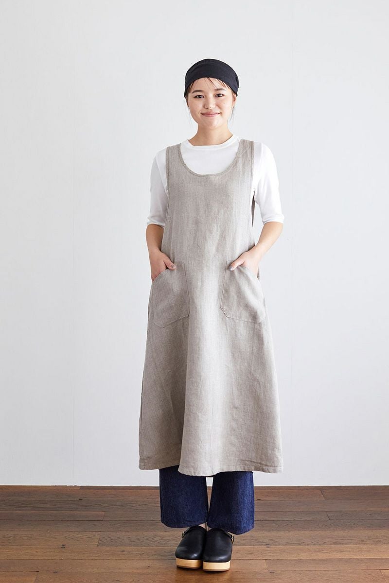 fog linen work フォグリネンワークリネンオーバーエプロンナチュラル　LKA116-N