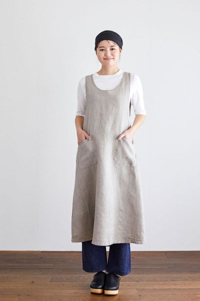fog linen work フォグリネンワークリネンオーバーエプロンナチュラル　LKA116-N