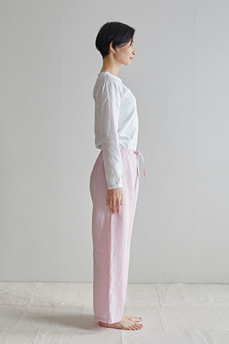 fog linen work フォグリネンワークオワーズ リネンパンツ ローズテ OISE DRAWN STRING PANTS ROSE THE LWW119-668 -2