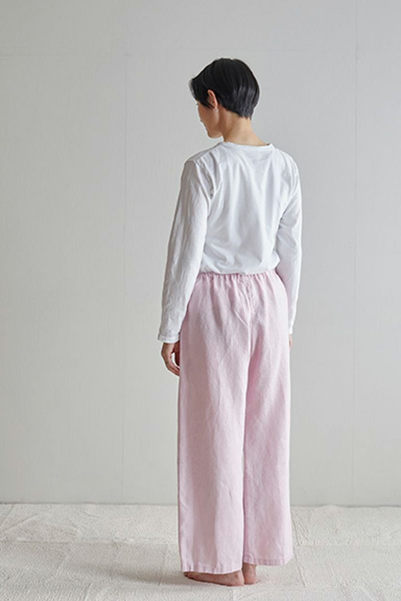 fog linen work フォグリネンワークオワーズ リネンパンツ ローズテ OISE DRAWN STRING PANTS ROSE THE LWW119-668 -3