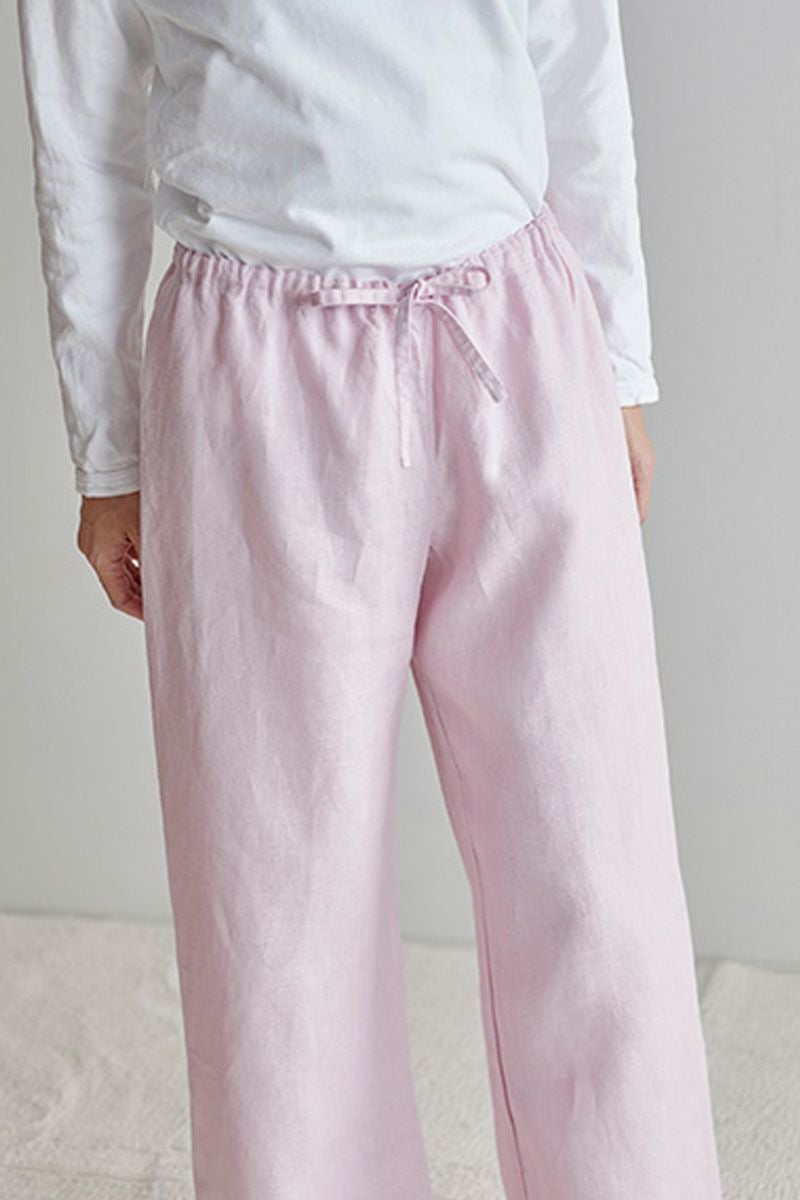fog linen work フォグリネンワークオワーズ リネンパンツ ローズテ OISE DRAWN STRING PANTS ROSE THE LWW119-668 -5