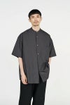 Graphpaper(グラフペーパー)Broad S/S Oversized Band Collar Shirt ブロード半袖バカラーシャツ GM231-50083B -1