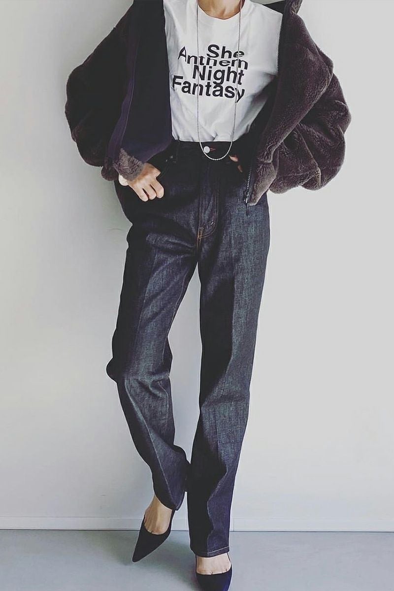 woadblue(ウォードブルー)＜ファッションエディター坪田あさみさんコラボ＞RIGID HIGHRISE（BLACK）ハイライズストレートWB23106