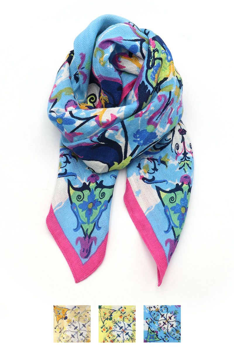 manipuri(マニプリ)＜リネンミックスストール120＞コラージュオーナメントフラワー 0131333022