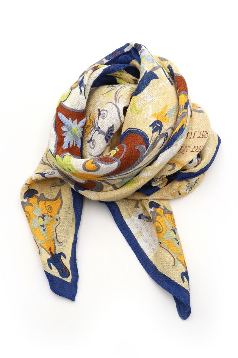 manipuri(マニプリ)＜リネンミックスストール120＞コラージュオーナメントフラワー 0131333022 -2