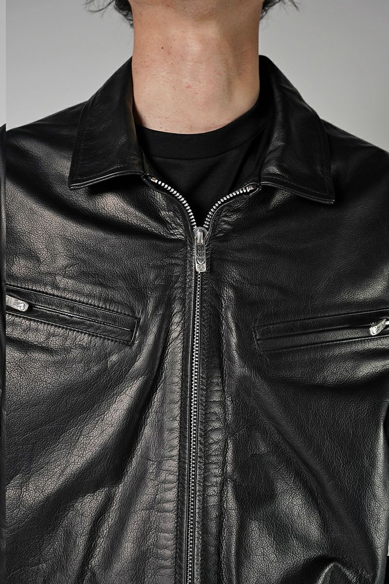 Porter Classic(ポータークラシック)シングルライダースジャケット W/ラブ&ピース シルバー PC SINGLE RIDERS JACKET W/LOVE&PIECE SILVER PC-017-2413 -1