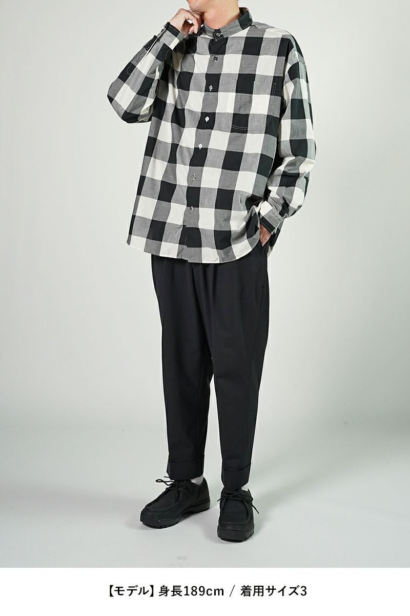 Porter Classic(ポータークラシック)ブロックチェックスタンドカラーシャツ BLOCK CHECK STAND COLLAR SHIRT PC-016-2474 -4