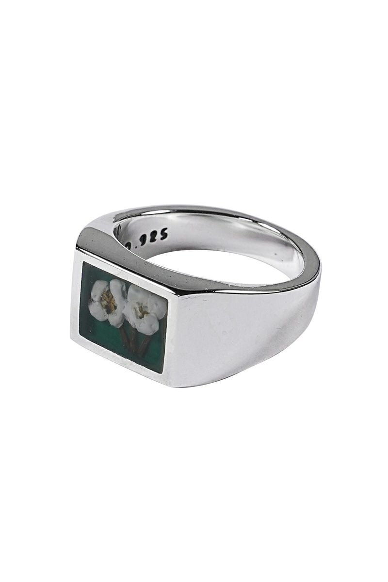 XOLO(ショロ)Signet Ring with Green Flower シグネットリング グリーンフラワー XOR043 -1