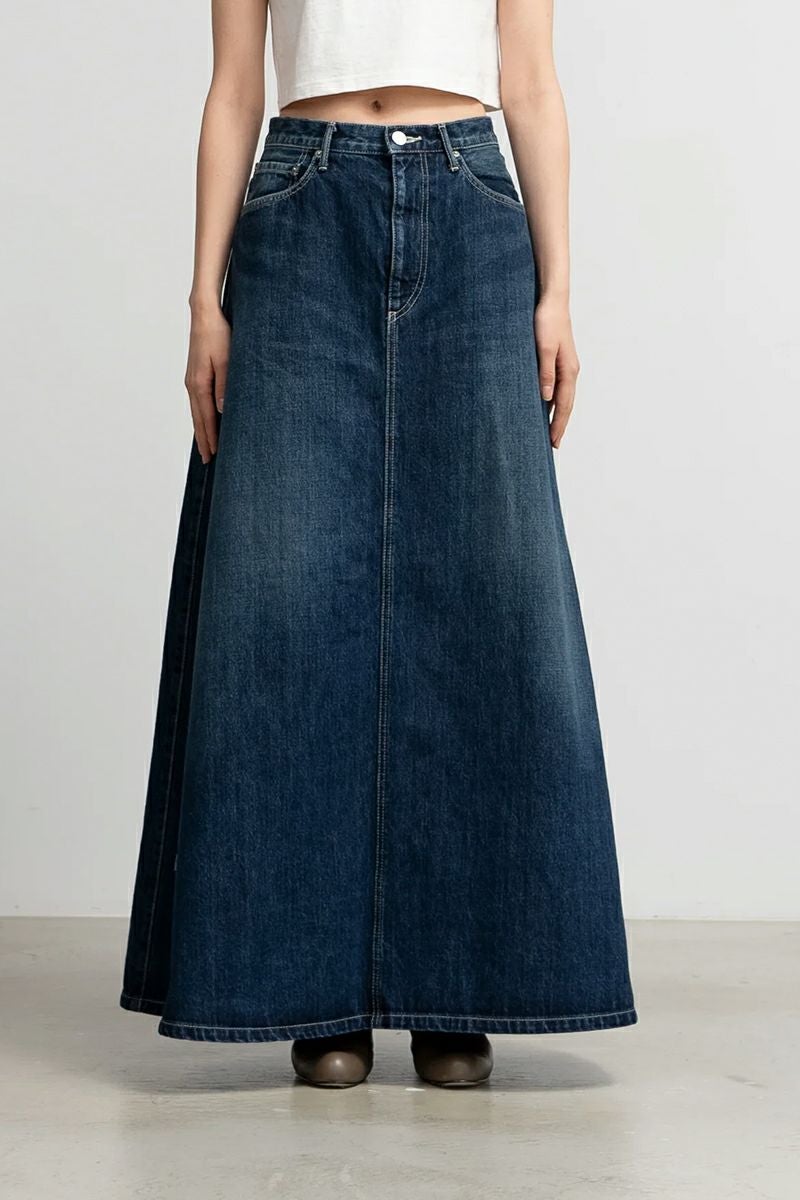 Graphpaper(グラフペーパー)Selvage Denim Skirt-DARK FADE- セルビッチデニムスカート GL24140190DB -4