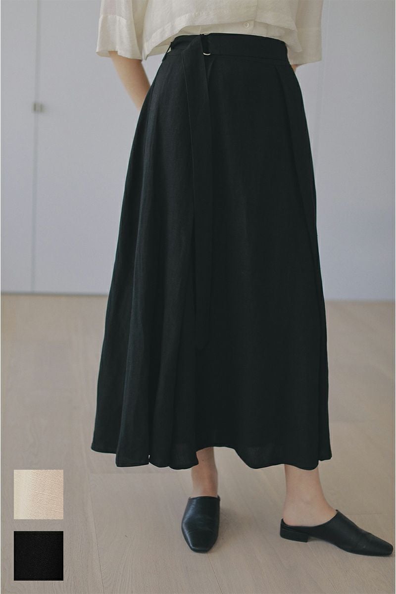 MANOF(マノフ) | MANOF(マノフ)BELTED TUCK FLARE SKIRT ベルテッド