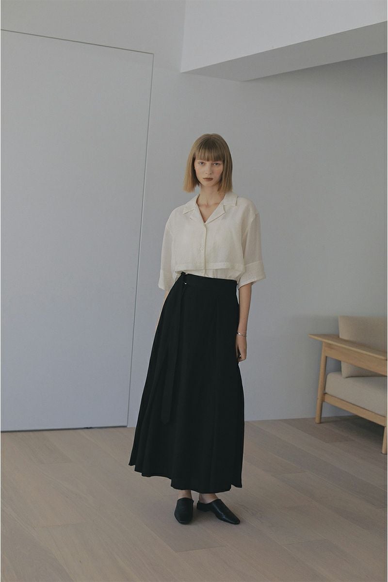 MANOF(マノフ)BELTED TUCK FLARE SKIRT ベルテッドタックフレアスカート 86109-6042 -1