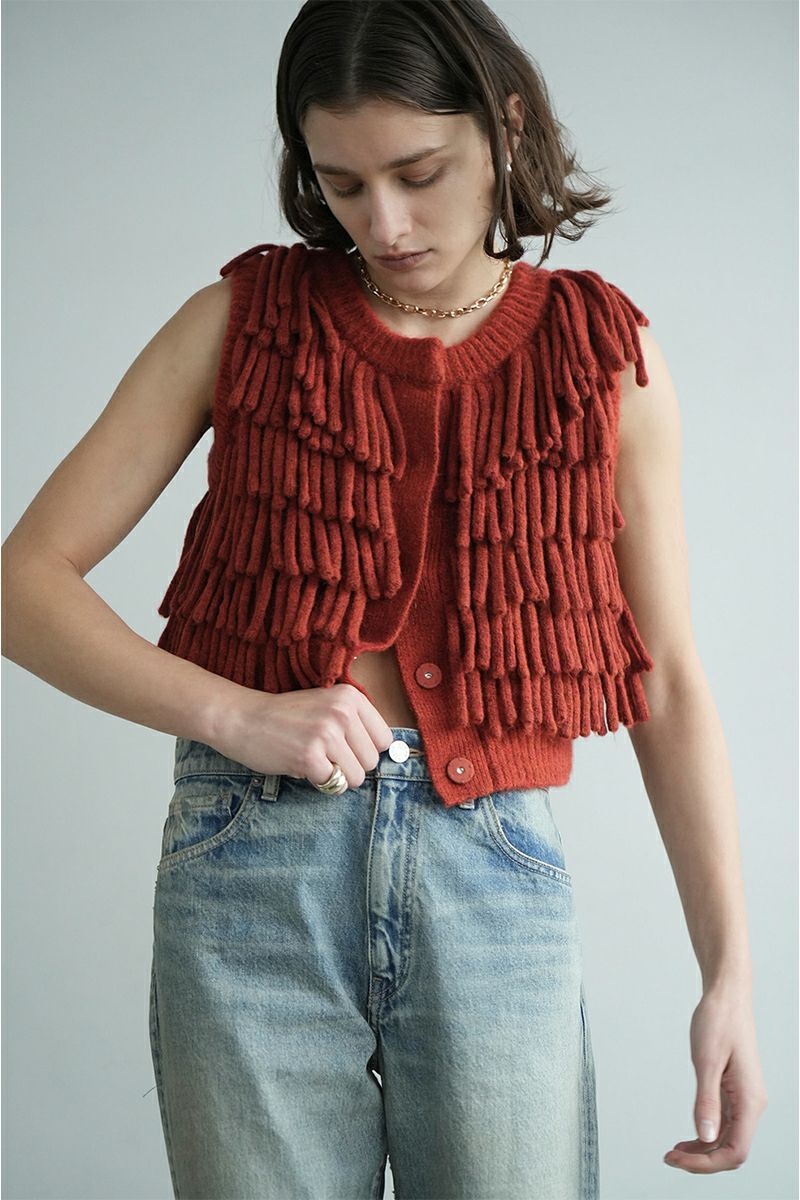 CLANE(クラネ) | CLANE(クラネ)W FACE FRINGE KNIT VEST ダブル