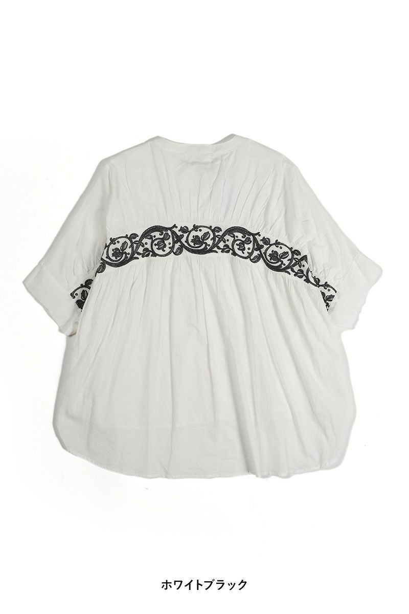 PORTE (ポルト)【広告掲載商品】<br>ブラウス バックギャザー刺繍 500-88504 -16