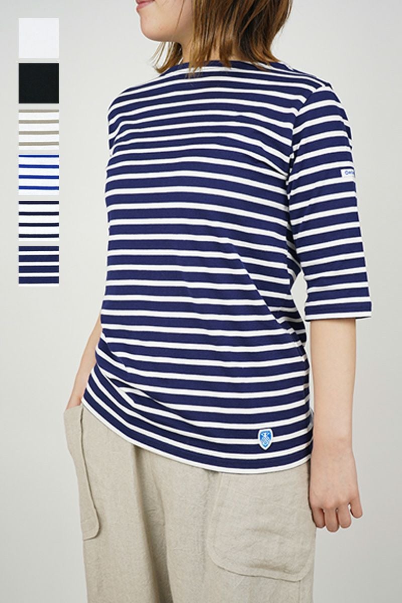 ORCIVAL(オーシバル)40/2 ボートネックハーフスリーブ ボーダー　BOATNECK HALFSLEEVE BORDER OR-C0136 BFJ
