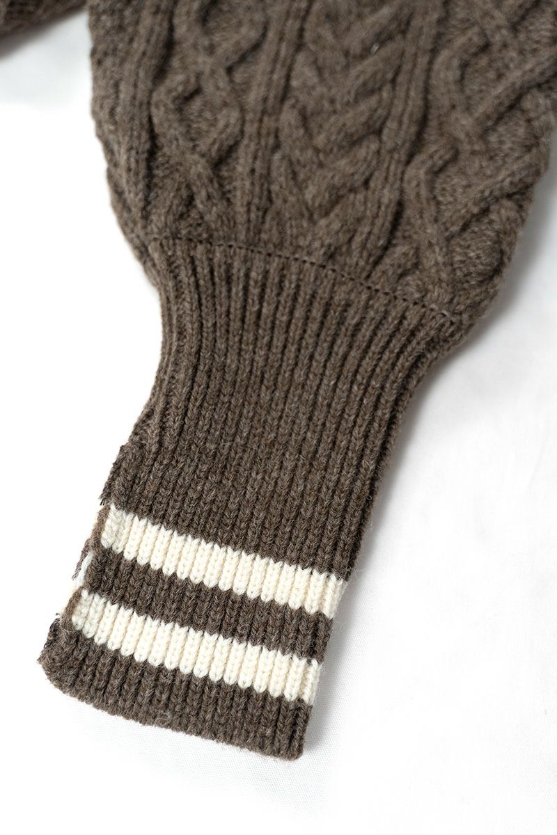 JOHN MASON SMITH ジョン メイソン スミス 23AW 5G ARAN SLEEVE SWEATER アランスリーブニットセーター 23WKN-921S ブラック L JOHN MASON SMITH ジョン メイソン スミス 23AW 5G ARAN SLEEVE