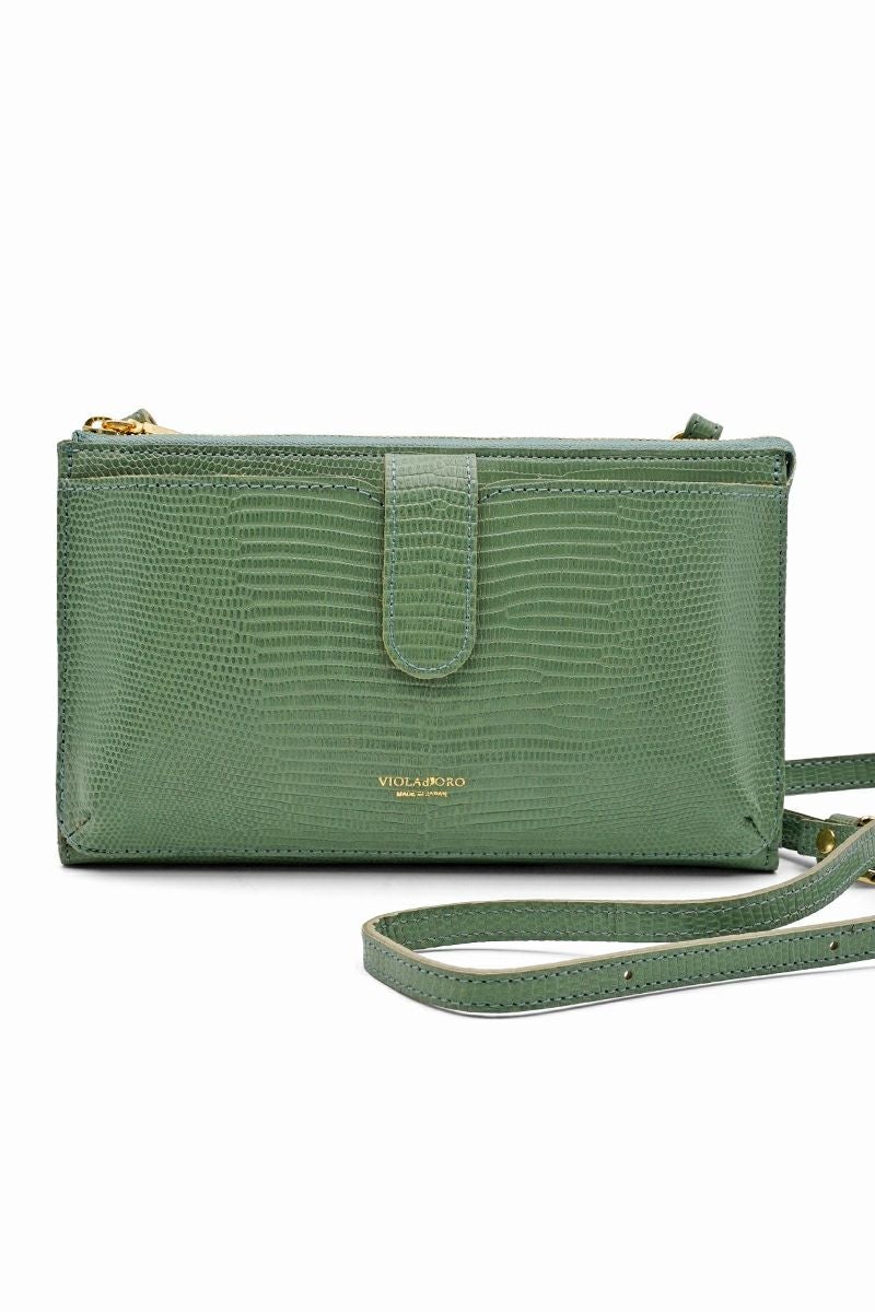 VIOLAd'ORO(ヴィオラドーロ)ADRIA リザード型押しレザー 横型スマートフォンポシェット V-1326 -1