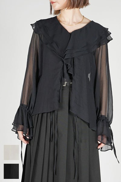 NOUNLESS(ナウンレス)AIRY RUFFLE OVER BLOUSE エアリーラッフルオーバーブラウス 112410430160