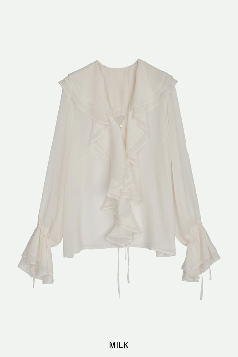 NOUNLESS(ナウンレス)AIRY RUFFLE OVER BLOUSE エアリーラッフルオーバーブラウス 112410430160 -11