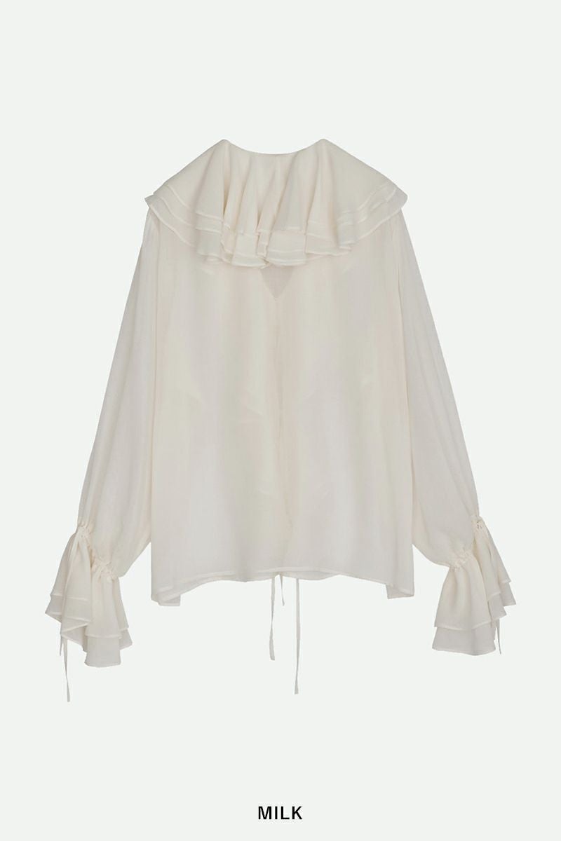 NOUNLESS(ナウンレス)AIRY RUFFLE OVER BLOUSE エアリーラッフルオーバーブラウス 112410430160 -12