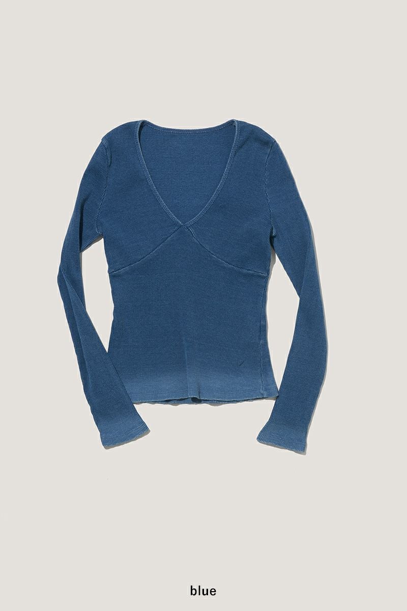 VERSO(ヴェルソ)Indigo Dyeing Long Sleeve Jersey Top インディゴダイ長袖ジャージートップ VRS24SSTOP002 -7