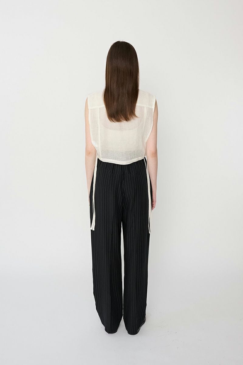 JANE SMITH(ジェーンスミス)LINEN MESH EMBROIDERY SHIRT BIBS リネンメッシュ刺繍シャツ 24SSH-#238S -3