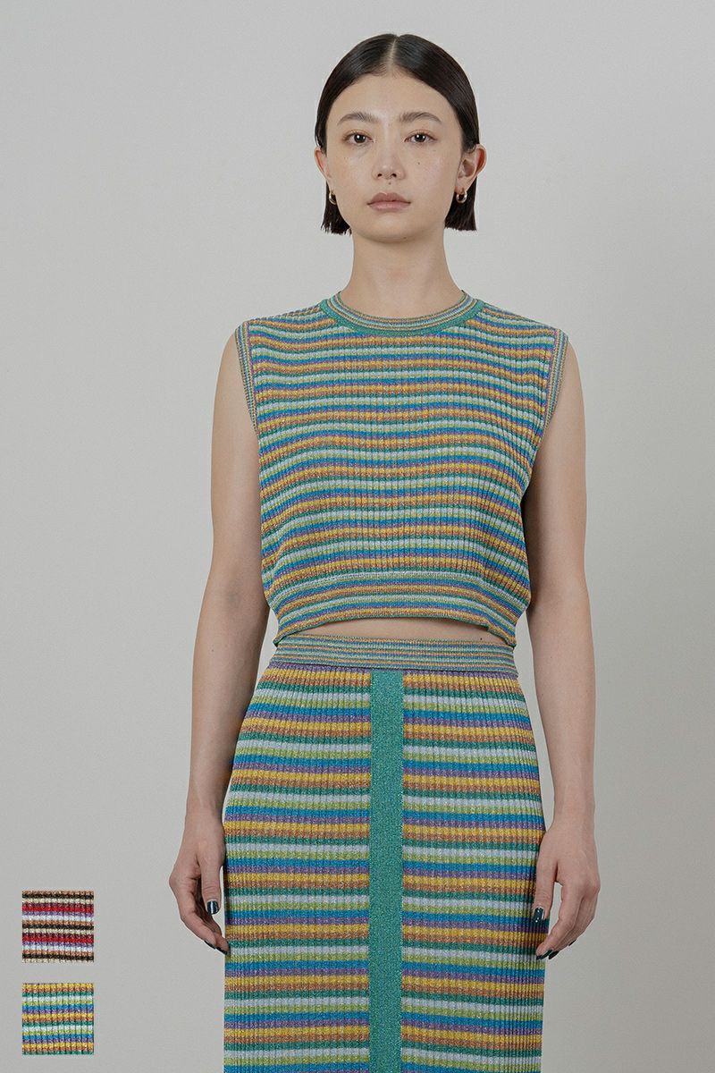 TAN(タン)LULEX MULTIBORDER KNITTED TANK TOP マルチボーダーニットタンクトップ TAN24SS-1