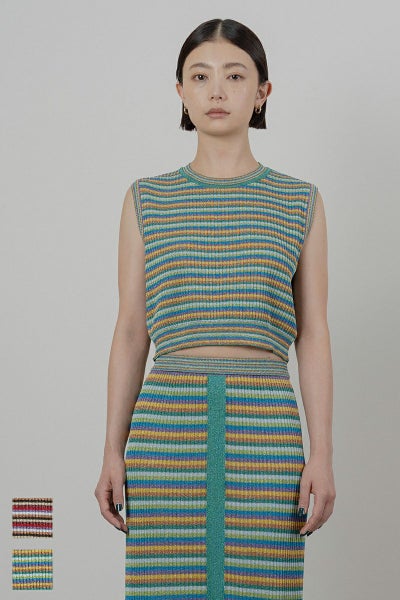TAN(タン)LULEX MULTIBORDER KNITTED TANK TOP マルチボーダーニットタンクトップ TAN24SS-1