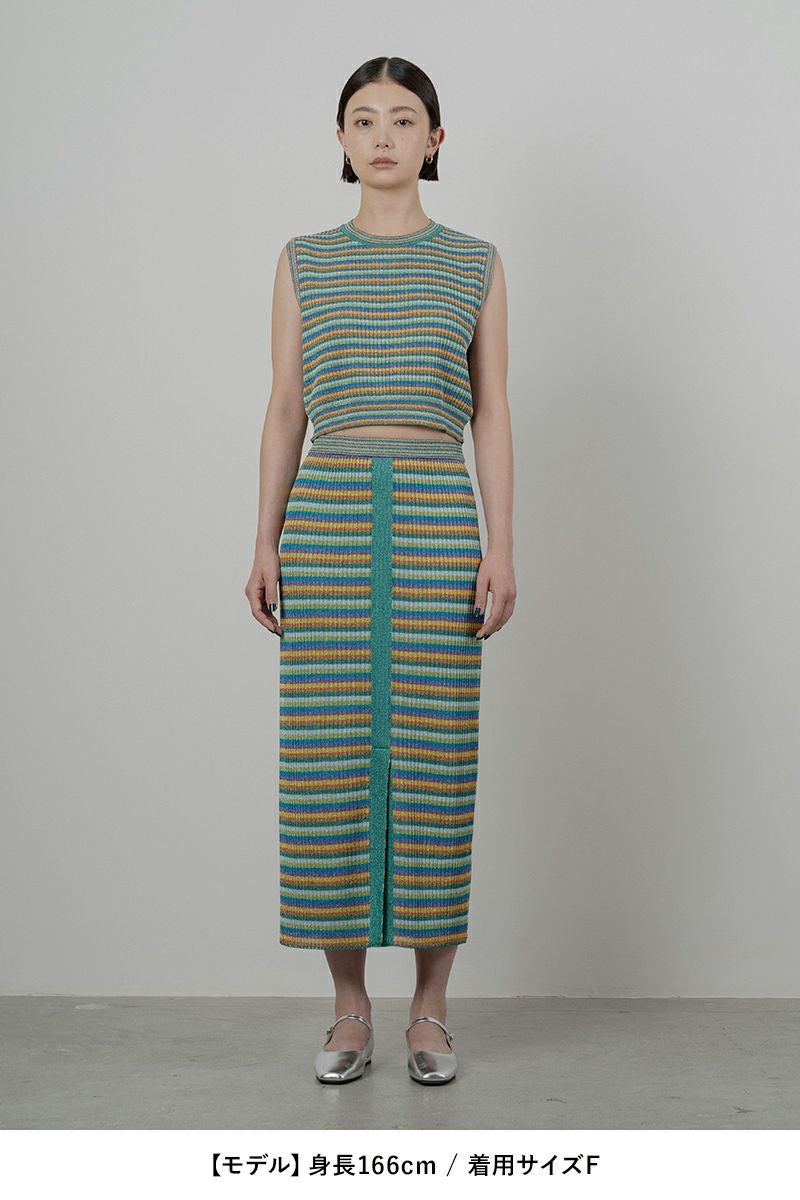 TAN(タン)LULEX MULTIBORDER KNITTED TANK TOP マルチボーダーニットタンクトップ TAN24SS-1 -1