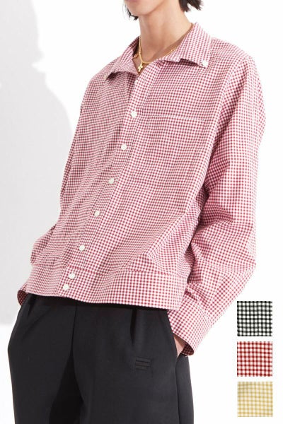 RICE NINE TEN(ライスナインテン)OPEN COLLAR GINGHAM CHECK BUTTON DOWN SHIRT オープンカラーギンガムチェックボタンダウンシャツ SH-OPBD-GC