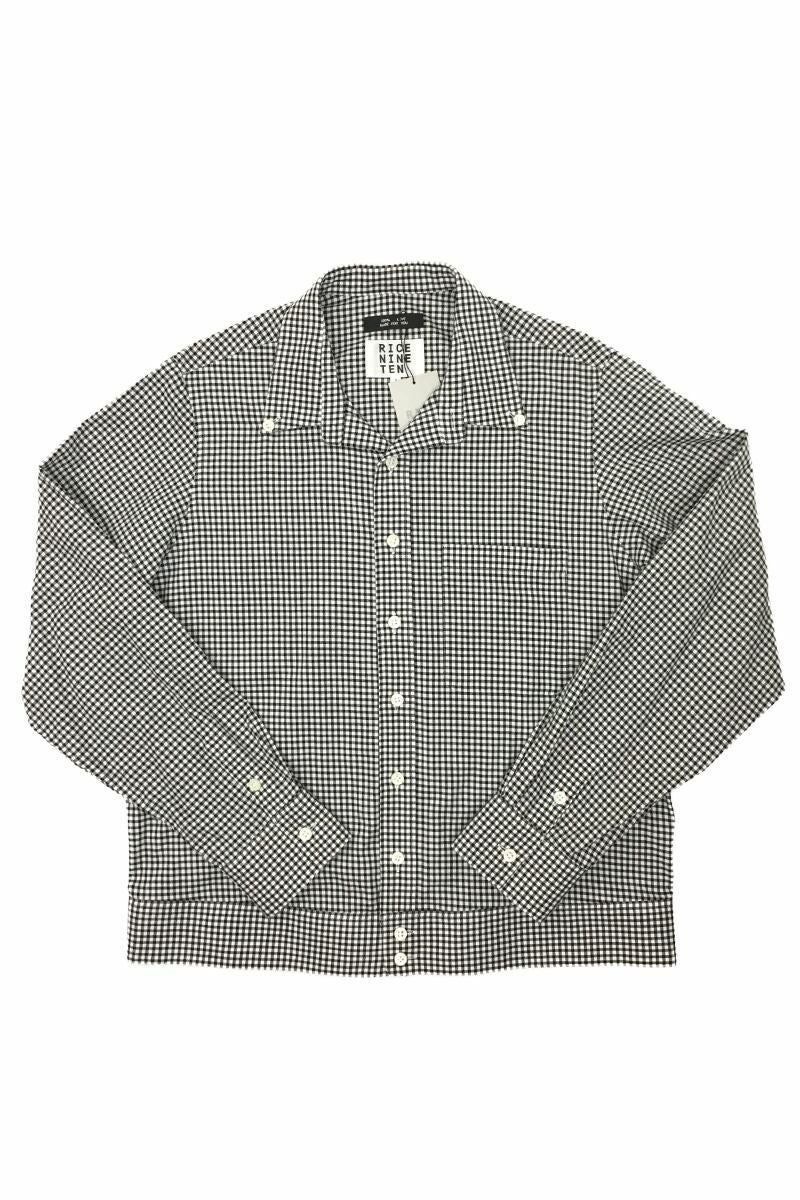 RICE NINE TEN(ライスナインテン)OPEN COLLAR GINGHAM CHECK BUTTON DOWN SHIRT オープンカラーギンガムチェックボタンダウンシャツ SH-OPBD-GC -1