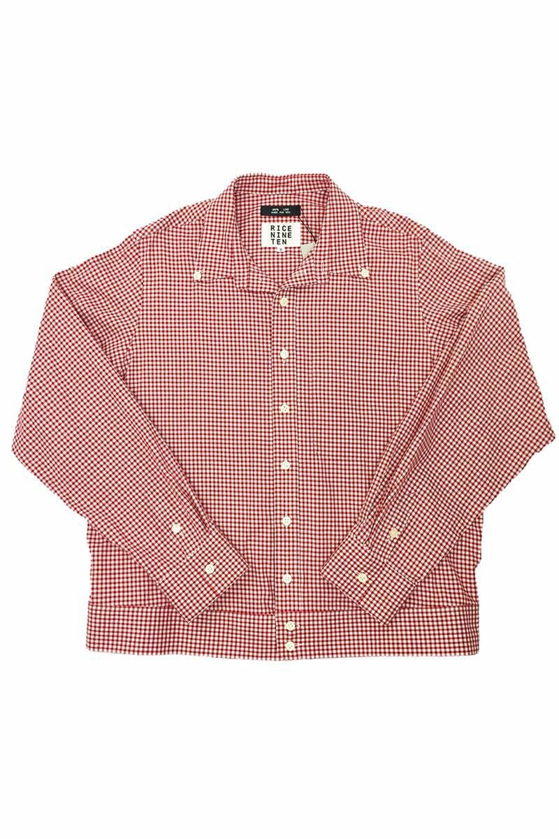 RICE NINE TEN(ライスナインテン)OPEN COLLAR GINGHAM CHECK BUTTON DOWN SHIRT オープンカラーギンガムチェックボタンダウンシャツ SH-OPBD-GC -7