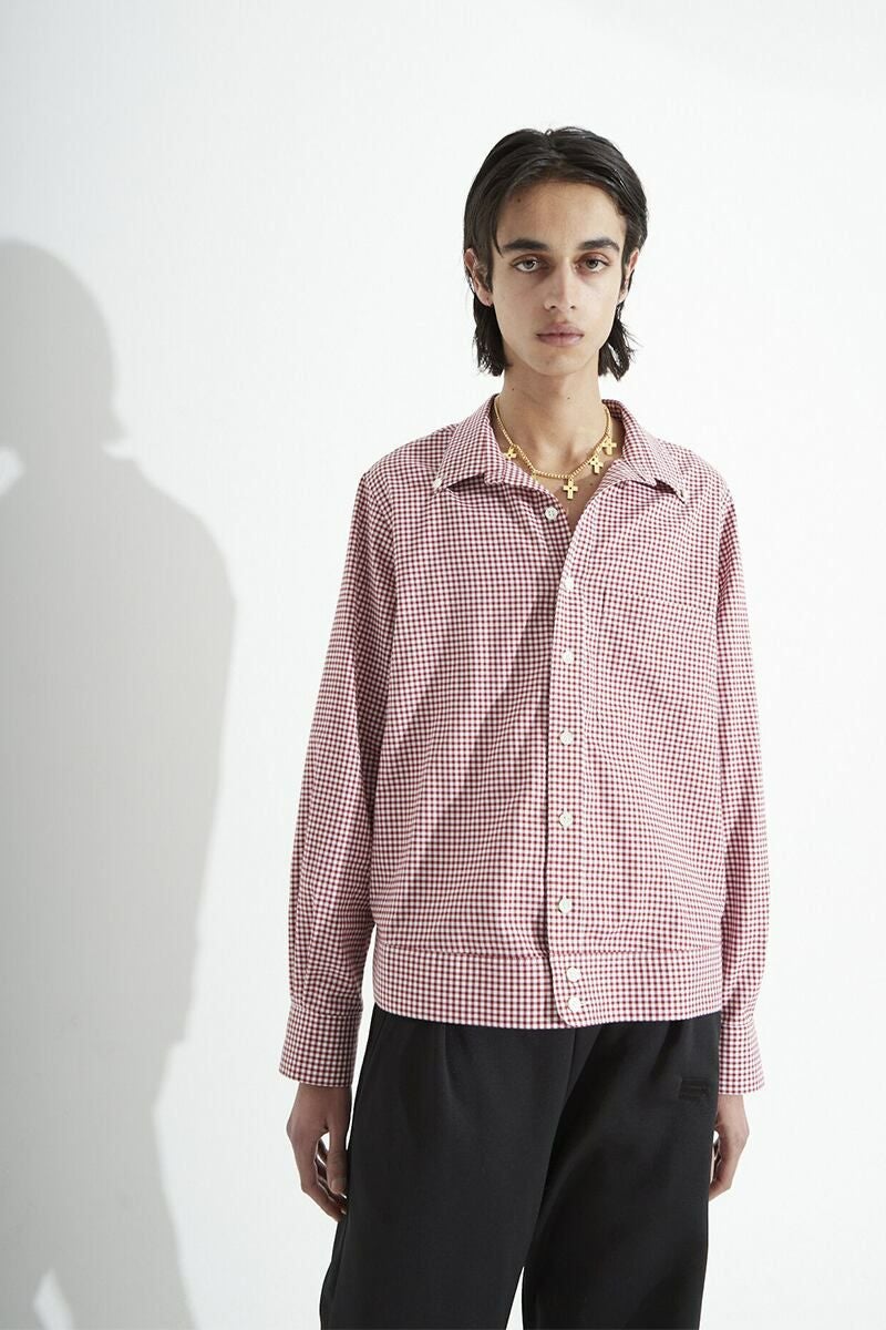 RICE NINE TEN(ライスナインテン)OPEN COLLAR GINGHAM CHECK BUTTON DOWN SHIRT オープンカラーギンガムチェックボタンダウンシャツ SH-OPBD-GC -13