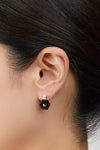Hirotaka(ヒロタカ)Orbital White Topaz with Onyx Backing Pierced Earring オービタルホワイトトパーズオニキスピアス - Yellow Gold -3