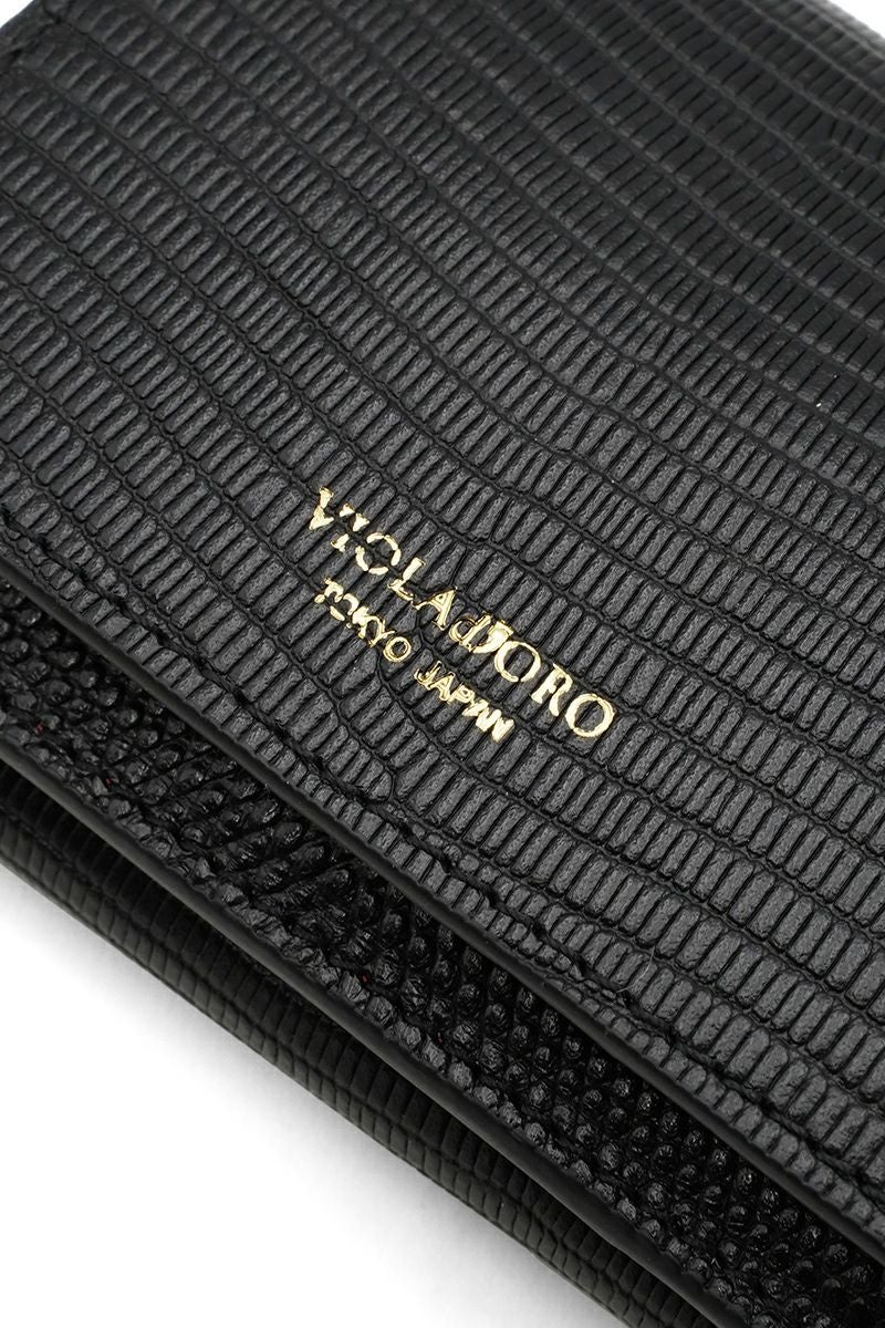 VIOLAd'ORO(ヴィオラドーロ)PORTA リザード型押しレザー 三つ折りミニウォレット V-5045 -2