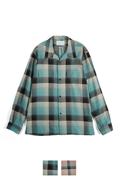 SUGARHILL(シュガーヒル)RAYON OMBRE PLAID OPEN COLLAR BLOUSE レーヨンオンブレプレイド オープンカラーブラウス 2441000507