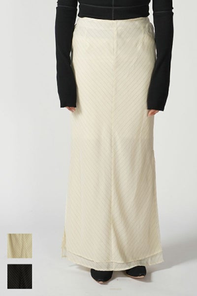 JANE SMITH(ジェーンスミス)WASHED CUPRO STRIPE LONG SKIRT ウォッシュドキュプラストライプ長袖スカート 24SSK-#306L