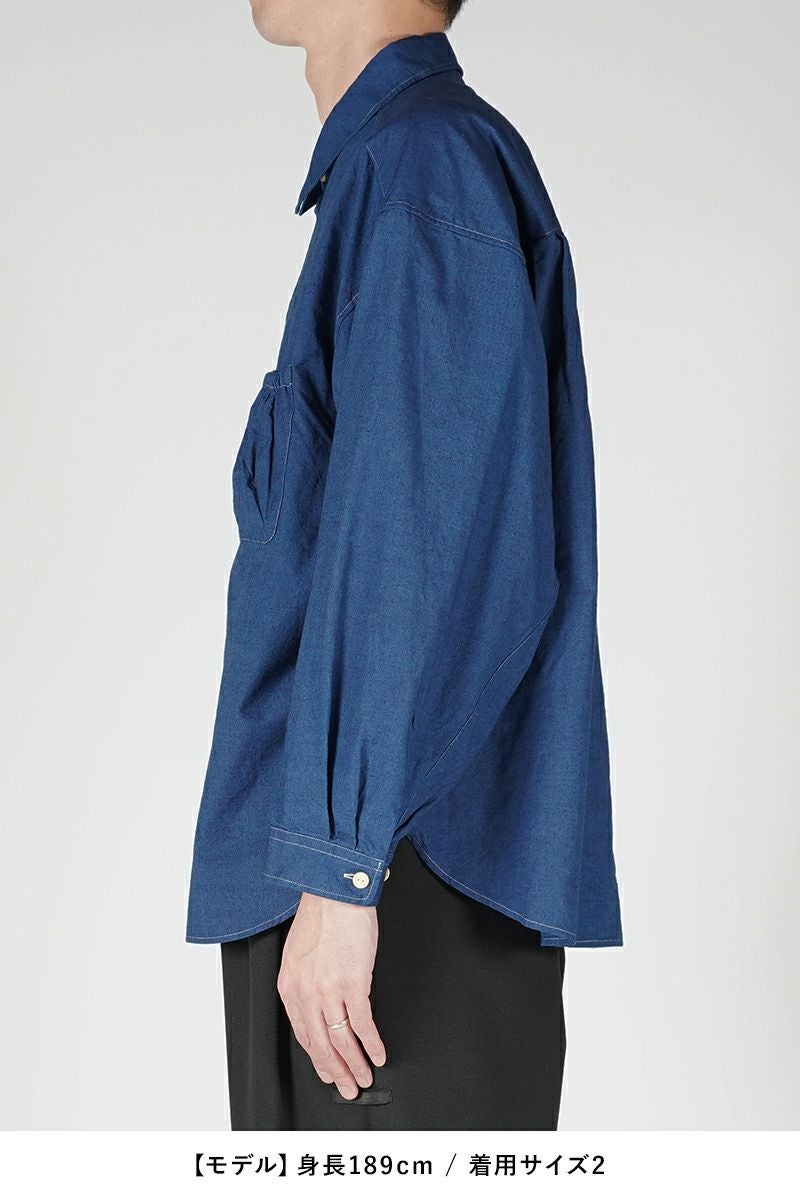 refomed(リフォメッド)WRIST PATCH WIDE SHIRT CHAMBRAY リストパッチワイドシャツ シャンブレー RESH-006 -10