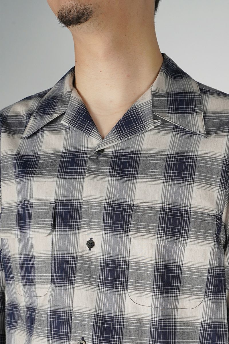 SUGARHILL(シュガーヒル)YAK OMBRE PLAID OPEN COLLAR BLOUSE ヤクオンブレプレイド オープンカラーブラウス 2441000501 -1