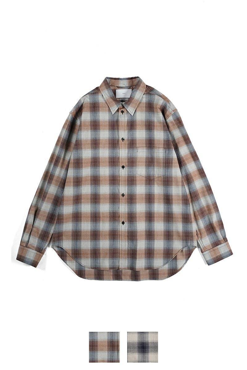 SUGARHILL(シュガーヒル)YAK OMBRE PLAID REGULAR COLLAR BLOUSE ヤクオンブレプレイド レギュラーカラーブラウス 2441000504