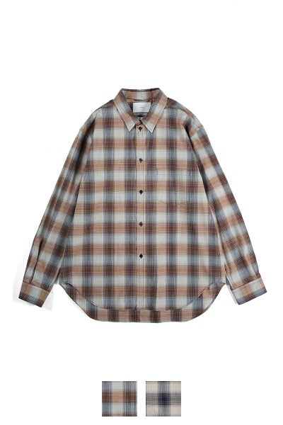 SUGARHILL(シュガーヒル)YAK OMBRE PLAID REGULAR COLLAR BLOUSE ヤクオンブレプレイド レギュラーカラーブラウス 2441000504
