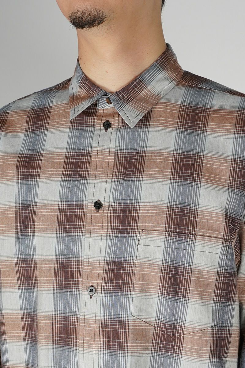 SUGARHILL(シュガーヒル)YAK OMBRE PLAID REGULAR COLLAR BLOUSE ヤクオンブレプレイド レギュラーカラーブラウス 2441000504 -1