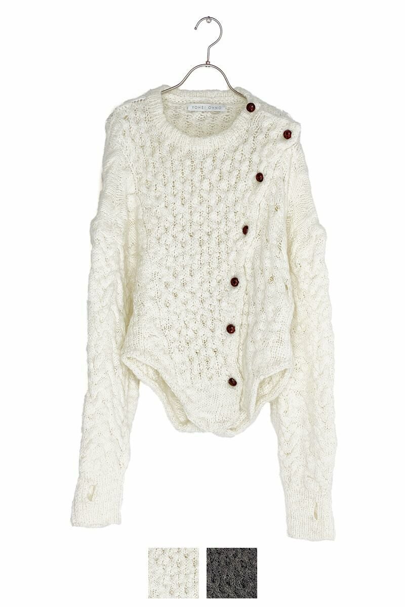 YOHEI OHNO(ヨーヘイオオノ)YOHEI OHNO(ヨーヘイオオノ) leather button acryl knit レザーボタンアクリルニット OH-20A-KN1 OH-20A-KN1
