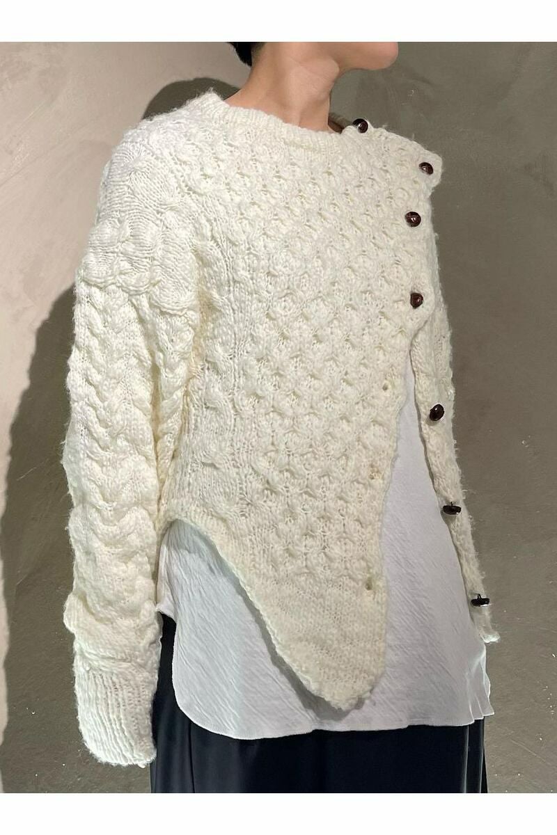 YOHEI OHNO(ヨーヘイオオノ)YOHEI OHNO(ヨーヘイオオノ) leather button acryl knit レザーボタンアクリルニット OH-20A-KN1 OH-20A-KN1 -11