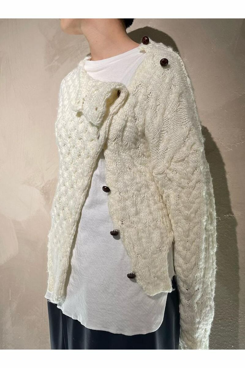 YOHEI OHNO(ヨーヘイオオノ)YOHEI OHNO(ヨーヘイオオノ) leather button acryl knit レザーボタンアクリルニット OH-20A-KN1 OH-20A-KN1 -12