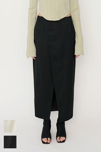 JANE SMITH(ジェーンスミス)WOOL RAYON FRONT OPEN LONG SKIRT ウールレーヨンフロントオープンロングスカート 24SSK-#423L